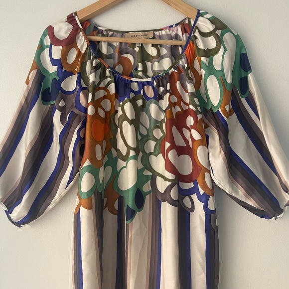 See by Chloe Silk Boho Multicolor Tunic Shift Dress - Picture 4 of 10